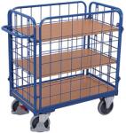 Cordes hálós falú polcos kocsi, 3 polccal, 500 kg-ig, 119 x 74 x 122 cm, kék