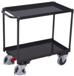 Variofit Polcos kocsi fogantyúval, 400 kg-ig, 2 polc emelt élekkel, 91 x 98, 5 x 50 cm, szürke