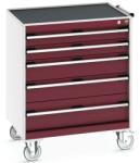 bott Cubio mobil fiókos szekrény, 98, 5 x 80 x 65 cm, 5 fiókos, matt, szürke-piros