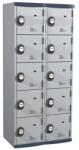 Acial hegesztett öltözőszekrény, 2 oszlopban 10 rekesszel, 400 mm, számkódos zárral, szürke/szürke