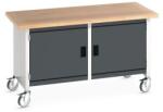 bott Cubio Storage mobil műhelyasztal, 84 x 150 x 75 cm, 2 szekrény, multiplex, szürke-antracit