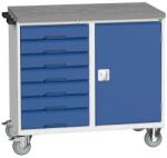 bott Karbantartó fiókos kocsi Bott Verso, 98 x 105 x 60 cm, 7 fiókos, szekrény, linóleum, szürke-kék