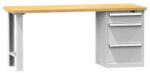 POLAK Műhelyasztal KOMBI EB4725, 2500 x 700 x 880 mm, BÜKK, szürkésszürke