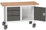 bott Verso Storage mobil műhelyasztal, 125 x 60 x 83 cm, multiplex, 3 fiók, 1 szekrény, szürke-antracit
