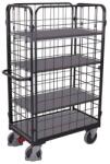 Cordes 4 hálós falú polcos kocsi, 4 polccal, 500 kg-ig, 119 x 64 x 182 cm, szürke