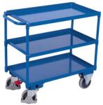 Variofit Polcos kocsi fogantyúval, 400 kg-ig, 3 polc emelt élekkel, 91 x 98, 5 x 50 mm, kék