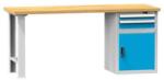 POLAK Műhelyasztal KOMBI DB5725, 2500 x 700 x 890 mm, BÜKK, szürkéskék