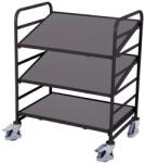 Cordes Euro polcos kocsi ferde polcokkal, 3 polccal, 93, 5 x 66, 5 x 112, 5 cm, szürke