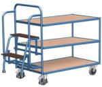 Variofit Polcos kocsi lépcsőkkel, 250 kg-ig, 3 polccal, kék