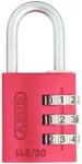 Abus 145 számzáras lakat, 3 számjegyű, kengyel 5 mm, piros