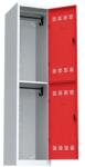 Vinco hegesztett öltözőszekrény, 1 oszlopban 2 rekesszel, 400 mm, hengerzárral, szürke/piros