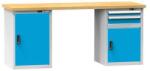 POLAK Műhelyasztal KOMBI KM4715, 1500 x 700 x 880 mm, MULTIPLEX, szürkéskék