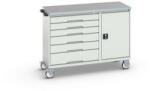 bott Karbantartó fiókos kocsi Bott Verso, 98 x 130 x 60 cm, 6 fiókos, szekrény, linóleum, szürke-szürke