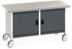 bott Cubio Storage mobil műhelyasztal, 84 x 150 x 75 cm, 2 szekrény, linóleum, szürke-antracit