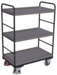 Cordes Magas polcos kocsi, 250 kg-ig, 3 polc emelt élekkel, 153 x 126 x 80 cm, szürke