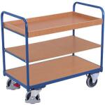 Variofit Polcos kocsi, 250 kg-ig, 3 polc, 1 emelt élű, 99 x 106 x 60 cm, kék