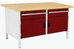 bott Műhelyasztal Bott Cubio Tároló, 84 x 150 x 75 cm, 2 szekrény, 2 fiók, multiplex, szürke-piros