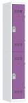 Vinco hegesztett öltözőszekrény, 1 oszlopban 2 rekesszel, 300 mm, hengerzárral, szürke/lila
