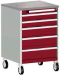 bott Cubio mobil komód, 99 x 65 x 65 cm, 5 fiókos, linóleum, szürke-piros