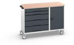 bott Karbantartó fiókos kocsi Bott Verso, 98 x 130 x 60 cm, 5 fiókos, szekrényes, multiplex, szürke-antracit