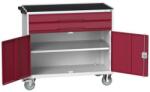 bott Verso mobil íróasztal fiókokkal, 96, 5 x 105 x 55 cm, 2 fiók, szekrény, matrac, szürke-piros
