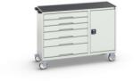 bott Karbantartó fiókos kocsi Bott Verso, 96, 5 x 130 x 55 cm, 6 fiókos, szekrény, matrac, szürke-szürke