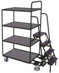 Variofit Polcos kocsi lépcsőkkel, 250 kg-ig, 4 polcos, szürke