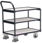 Variofit Antisztatikus polcos kocsi fogantyúval, 250 kg-ig, 3 polccal, 101 x 97, 5 x 52, 5 cm