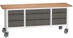 bott Mobil műhelyasztal Bott Verso Storage, 200 x 60 x 83 cm, multiplex, 9 fiókos, szürke-antracit
