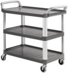 TTS polcos kocsi két fogantyúval, 150 kg-ig, 3 polc magasított élekkel, szürke