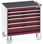 bott Cubio mobil fiókos szekrény, 78, 5 x 80 x 65 cm, 5 fiókos, matt, szürke-piros