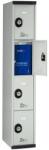 Acial hegesztett öltözőszekrény, 1 oszlopban 4 rekesszel, 300 mm, számkódos zárral, szürke/szürke