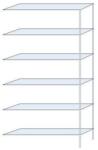 Schulte Design Taranis fém polcállvány, hozzáépíthető, 250 x 130 x 30 cm, 980 kg, 6 polccal, ezüst