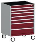 bott Cubio mobil komód, 108, 5 x 80 x 65 cm, 7 fiókos, matt, szürke-piros