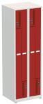 Kovona Rick II hegesztett öltözőszekrény, Z ajtó, 4 részes, hengerzár, szürke/piros