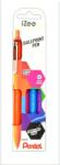 Pentel Golyóstoll nyomógombos 0, 35mm, Pentel iZee 4 db-os kék, pink, lila, narancs (BX467-4COL) - web24