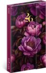 Presco Határidőnapló mágnessel záródó, heti, fehér lapokkal Purple Flowers 130x210 mm, Presco (5413-PF) - web24