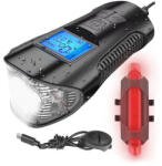 Trizand LP-1805 kerékpáros computer, első és hátsó lámpával (00012044)