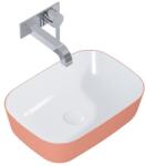 AREZZO design design pultra ültethető mosdó RENI 46x33, fényes fehér / matt terra pink - AR-146110 (AR-146110)