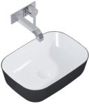 AREZZO design design pultra ültethető mosdó RENI 46x33, fényes fehér / matt fekete - AR-146111 (AR-146111)