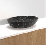 RIHO W031004M01 márványmintás kerámia mosdó, ovális 52x39, 5x13cm Matt fekete