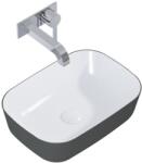 AREZZO design design pultra ültethető mosdó RENI 46x33, fényes fehér / matt antracit - AR-146113 (AR-146113)