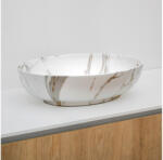 RIHO W031004M00 márványmintás kerámia mosdó, ovális 52x39, 5x13cm Matt fehér