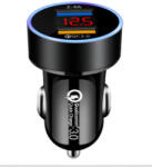  Autós töltő + voltmérő - 2USB - Quick Charge 3.0 - 12-24V - extracar - 2 457 Ft