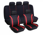 ANMA - 9 részes univerzális üléshuzat szett - fekete színű, piros csíkokkal