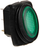 LAMPA Vízálló kapcsoló zöld leddel - 12/24V - 10A