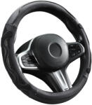  Genuine Leather valódi bőr kormányvédő - 38cm - fekete-szürke - DW-5002GRAY