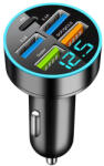  Autós töltő + voltmérő - 4USB + USB-C - 12-24V - 13139 M57