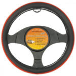 CARSADDLES Műbőr kormányvédő - fekete/piros varással - 37-39cm