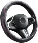  Valódi bőr kormányvédő szellőző lyukacsos pink betétes mintával - 36-38cm - DW-5506RO